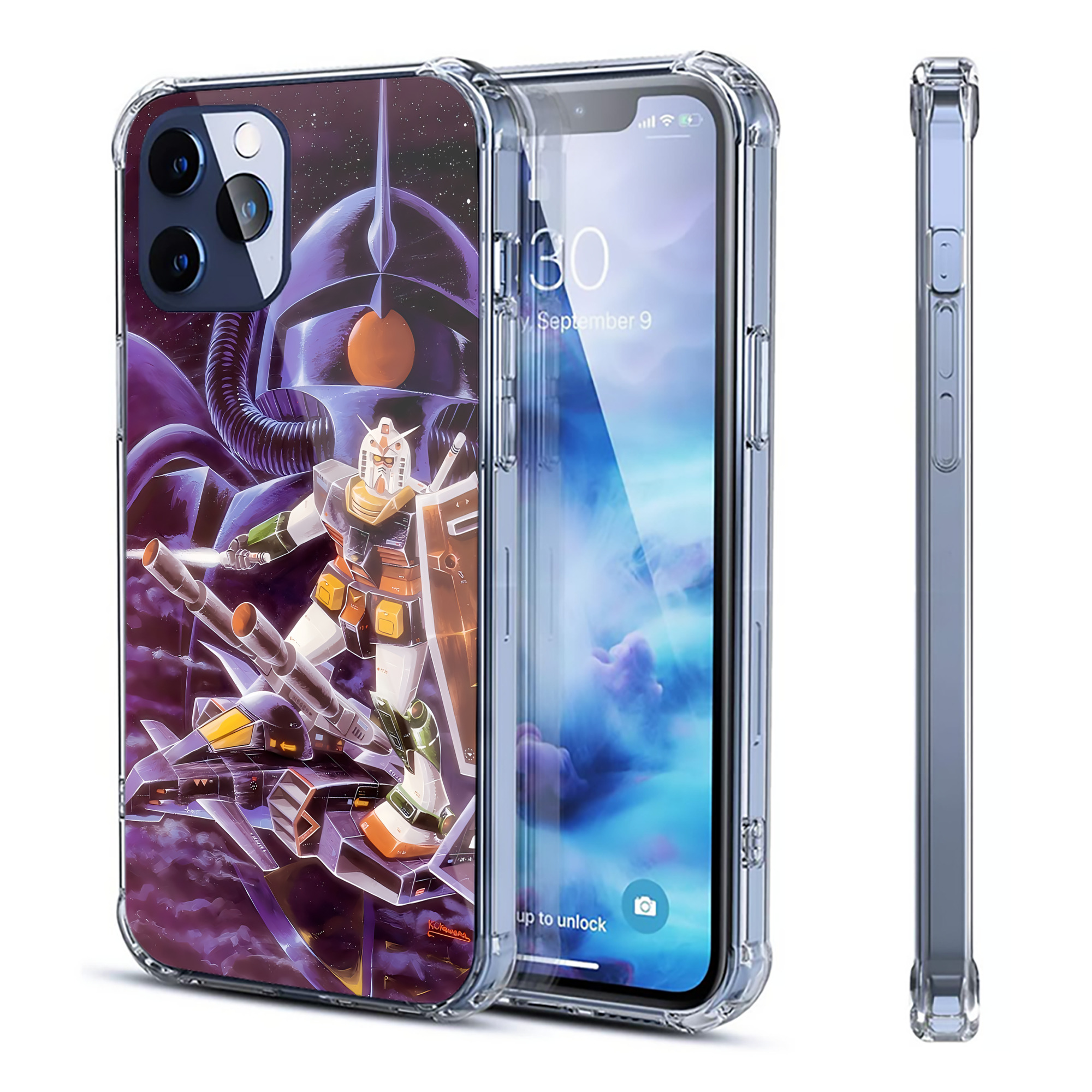 （画像用） 機動戦士ガンダム Mobile Suit Gundam 【iPhone 12シリーズ対応】透明スマホケース（クリアソフトケース）